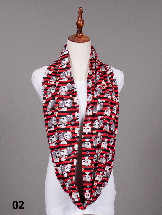 KITTEN AND PUPPY LOOP PRINT SCARF